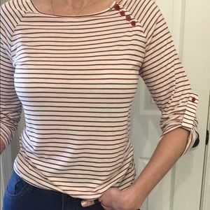 Olivia Moon red and white striped top